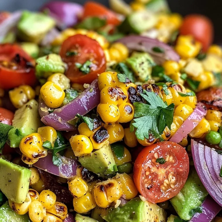 Charred Corn Avocado Salad with Roasted Red Onions
