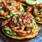 Grilled Shrimp Tostadas with Guacamole & Pico de Gallo