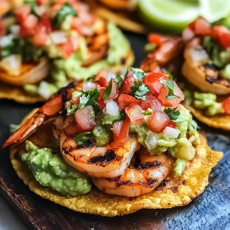Grilled Shrimp Tostadas with Guacamole & Pico de Gallo