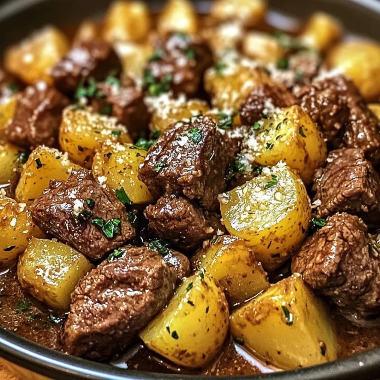 Slow Cooker Garlic Butter Beef Bites & Potatoes