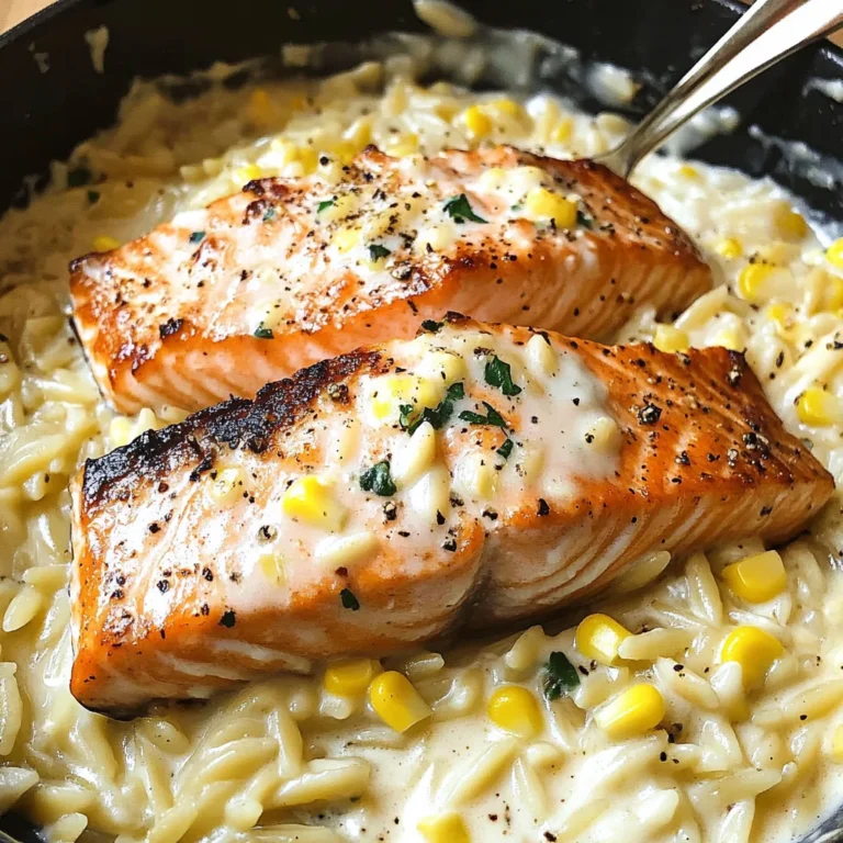 Creamed Corn Orzo with Salmon