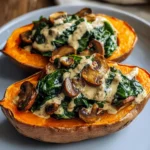 Creamy Mushroom and Spinach Stuffed Sweet Potatoes