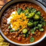 Crockpot Spicy Queso Beef Chili