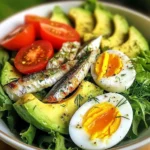 Avocado & Sardine Power Salad with Eggs