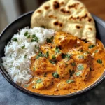 Butter Chicken with Coriander, Rice, and Naan
