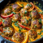 Creamy Bell Pepper Chicken Meatballs