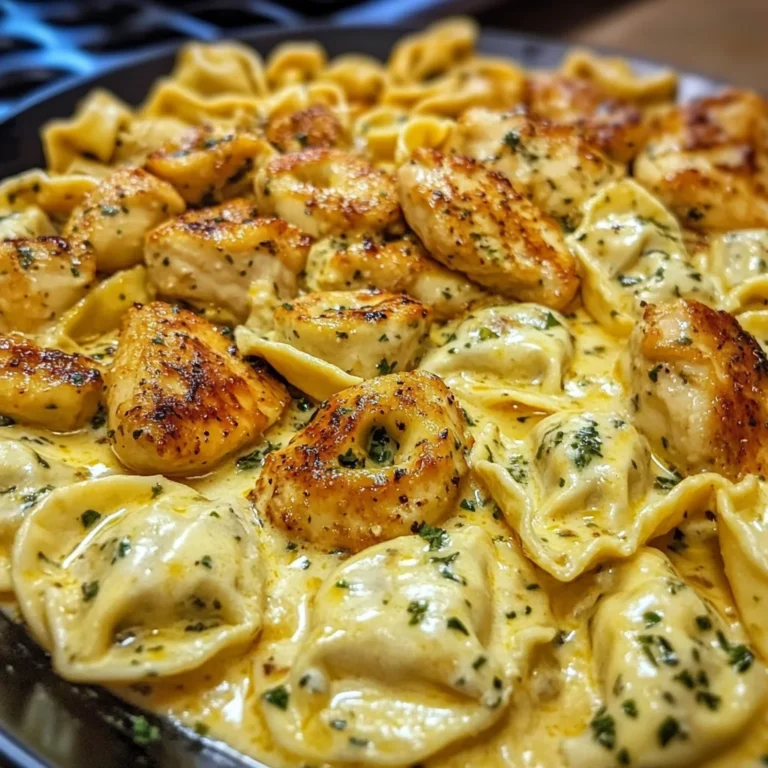 Creamy Chicken Tortellini with Mozzarella Garlic Sauce