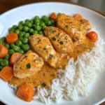 Creamy Paprika Chicken with Rice & Buttered Veggies