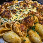 Garlic Cajun Chicken Shells in Velveeta Cream Sauce