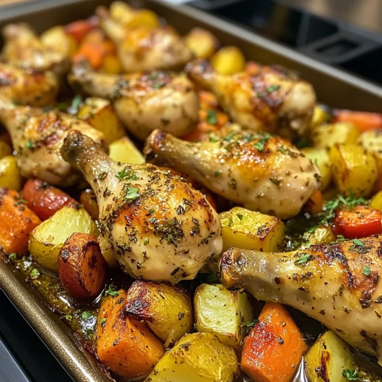 Garlic Herb Chicken Drumsticks with Roasted Veggies