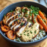 Grilled Chicken Bowl with Herbed Rice, Glazed Carrots & Creamy Sauce