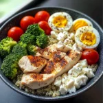 Protein-Packed Quinoa Bowl with Chicken, Eggs & Feta