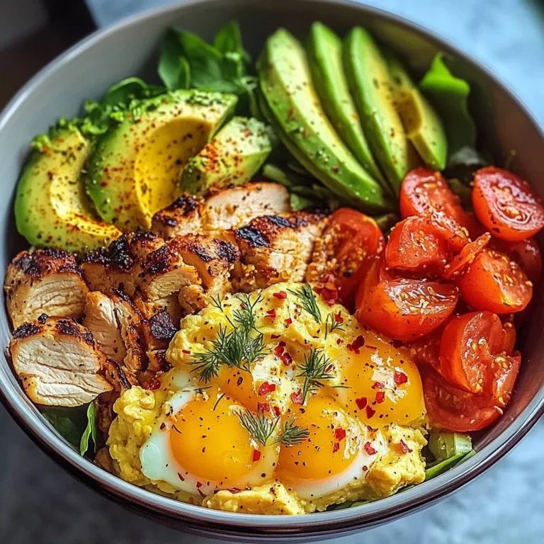 Protein Power Bowl with Avocado, Eggs, and Chicken