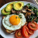 Savory Breakfast Plate with Mushrooms & Avocado
