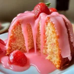 Strawberry Buttermilk Pound Cake with Pink Glaze
